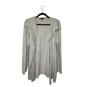Womens Lightweight Gray Drape Front‎ Cardigan Sweater Long Sleeve
